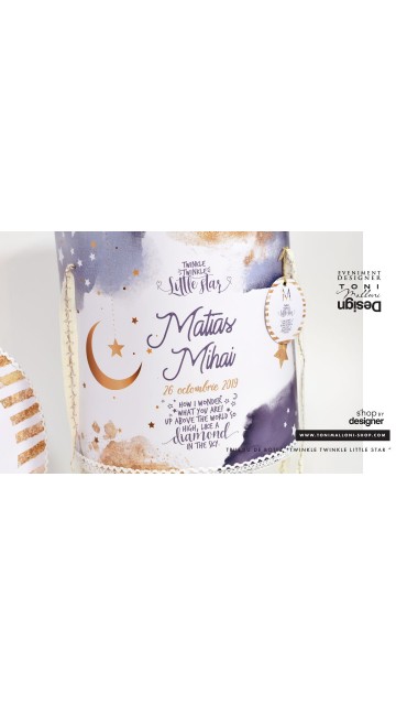 Trusou de botez pentru baieti cu praf de stele auriu, Twinkle Twinkle Little Star  19